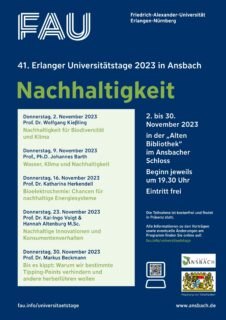 Zum Artikel "41. Erlanger Universitätstage in Ansbach zum Thema „Nachhaltigkeit”"